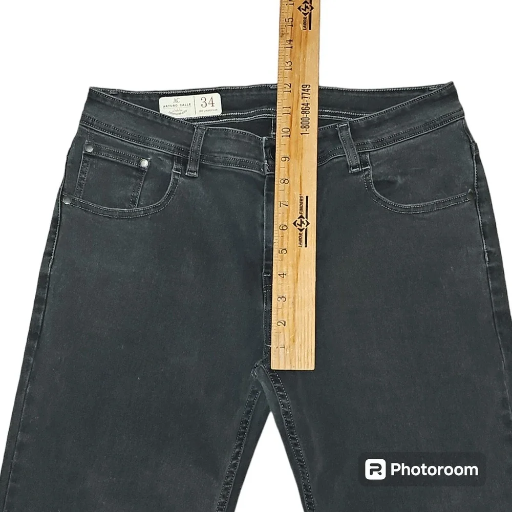 Arturo Calle Men's Black 801 Stretch Regular Medium Wash Faded Jeans 34X34 - Picture 11 of 12